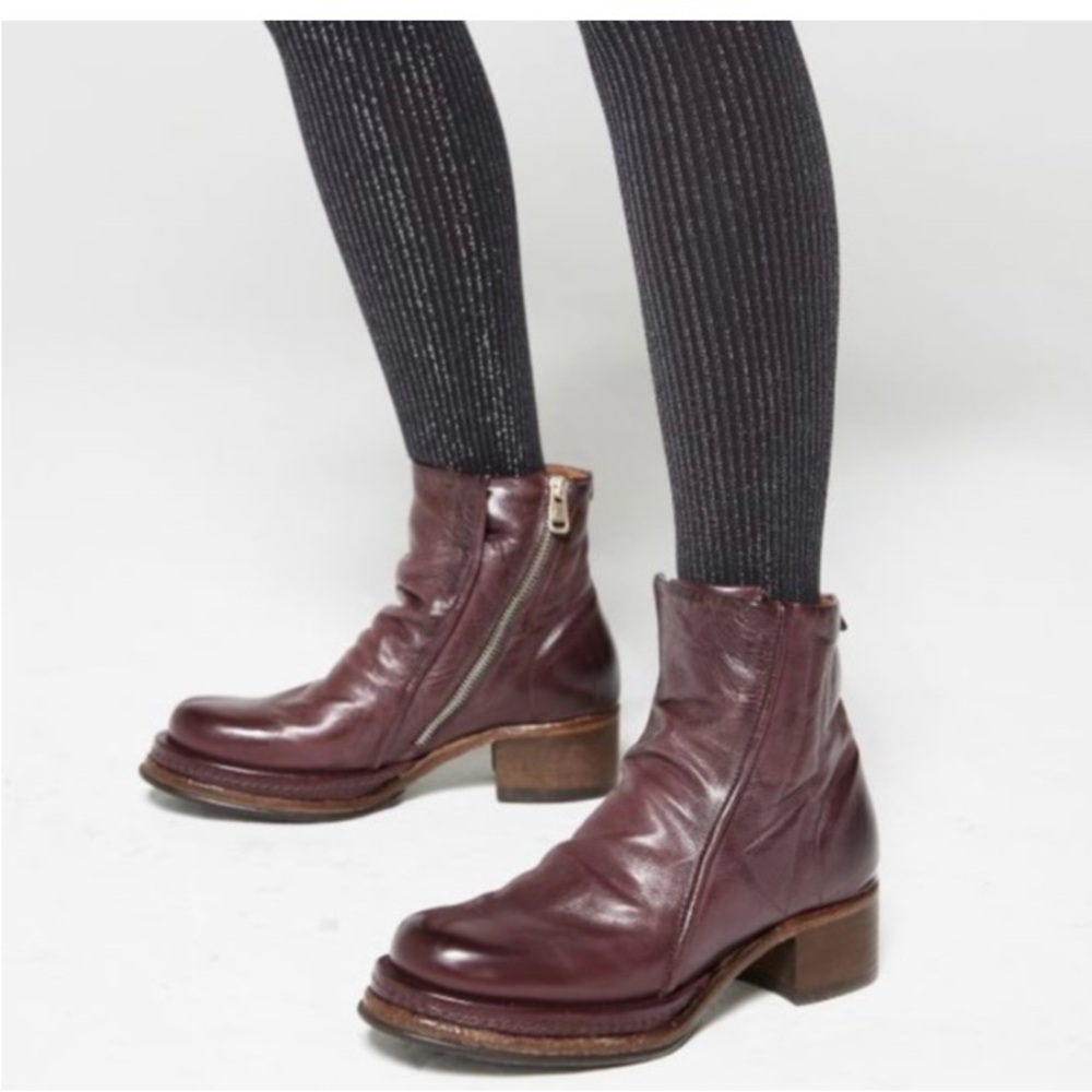 A.S. 98 Ruched Leather Platform Ankle Boot